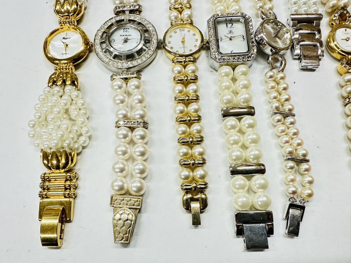 真珠系 パールタイプバンド 20個 点 個 宝石宝飾ストーン アクセサリー まとめて レディース 腕時計 大量 セット 628g ジャンク H127_画像7