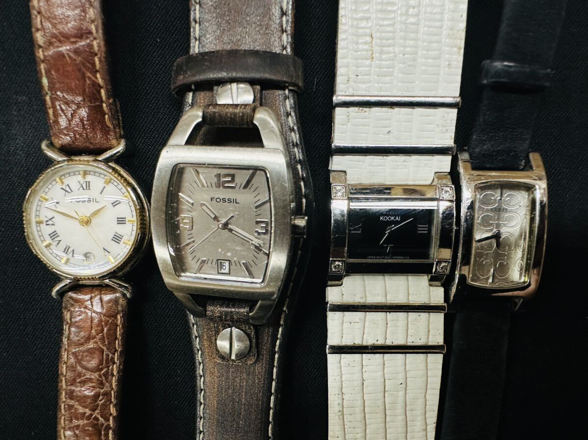 レディース 腕時計 50点 個 セット 大量 BULOVA SEIKO REGUNO CASIO FOSSIL KOOKAI GUESS DKNY 等 まとめ売り ジャンク品クォーツH128の画像5