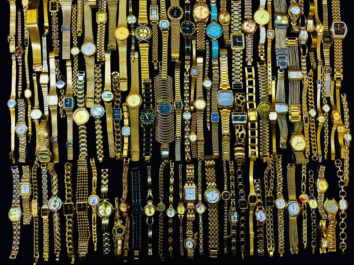 腕時計 ゴールドカラーのみ 150本 大量 ELGIN WALTHAM SEIKO LANCEL BULOVA CITIZEN WITTNAUER LASSALE SANDOZ renoma等まとめてセットH133_画像8