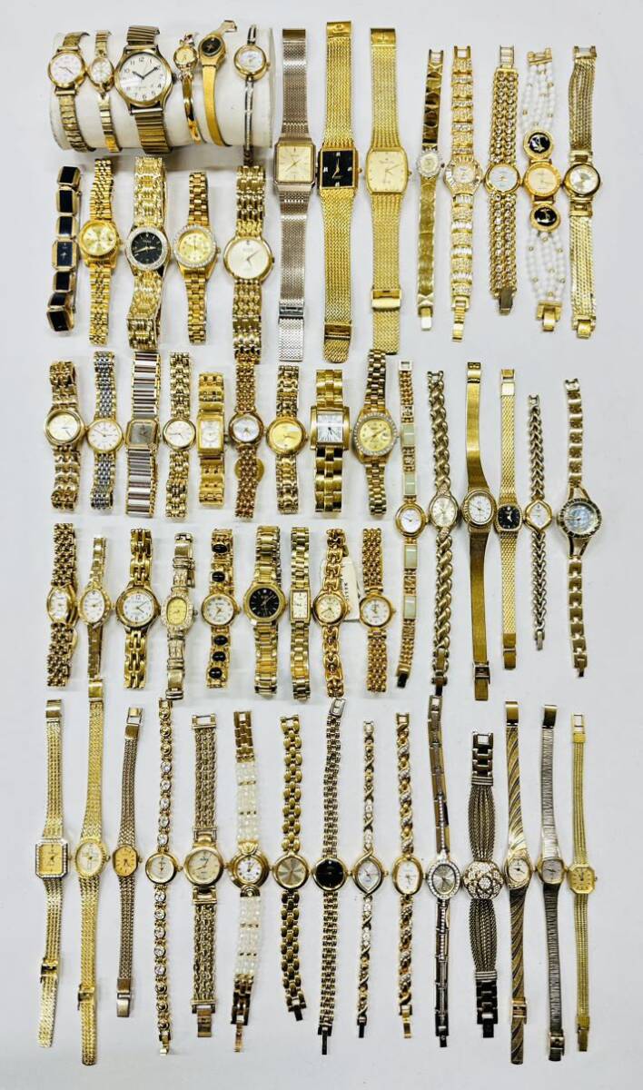 美品 腕時計 ゴールドカラー ステンレス 60点 個 セット 大量 CYMA SEIKO ELGIN agnes.b 等 まとめ売り ジャンク品 H147_画像1
