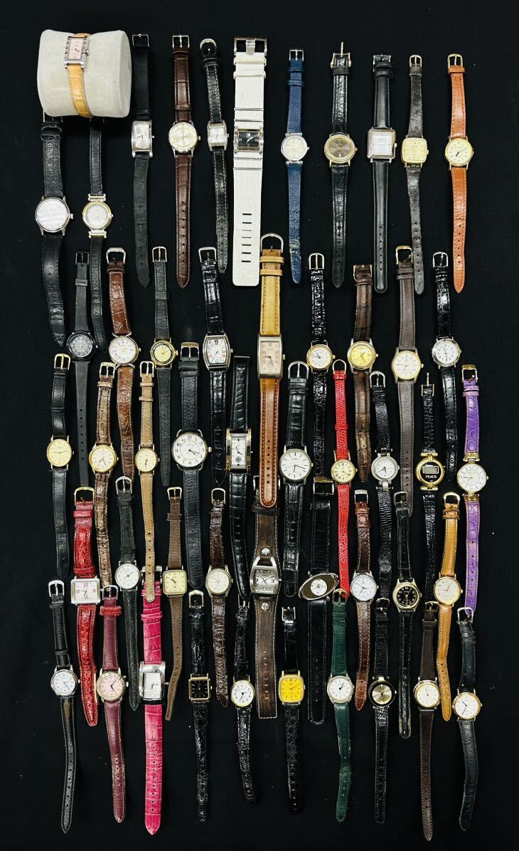 レディース 腕時計 50点 個 セット 大量 BULOVA SEIKO REGUNO CASIO FOSSIL KOOKAI GUESS DKNY 等 まとめ売り ジャンク品クォーツH128の画像1