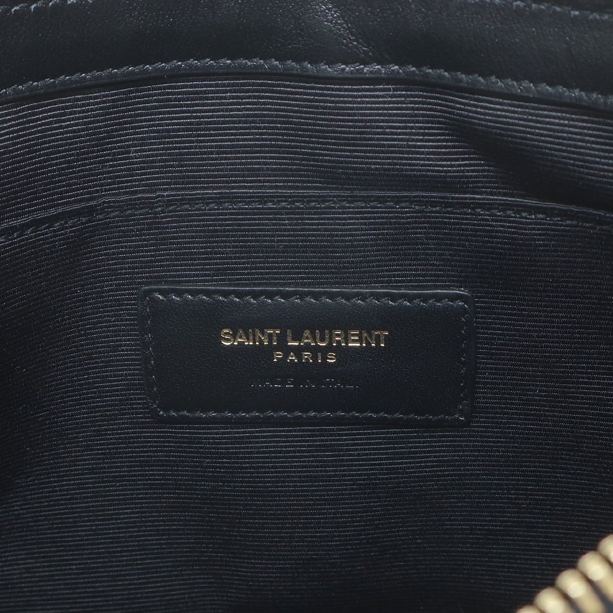 【未使用品】SAINT LAURENT サンローラン クラッチポーチバッグ 379039 Vステッチ キルティング セカンドバッグ カーフレザー 黒 ブラック