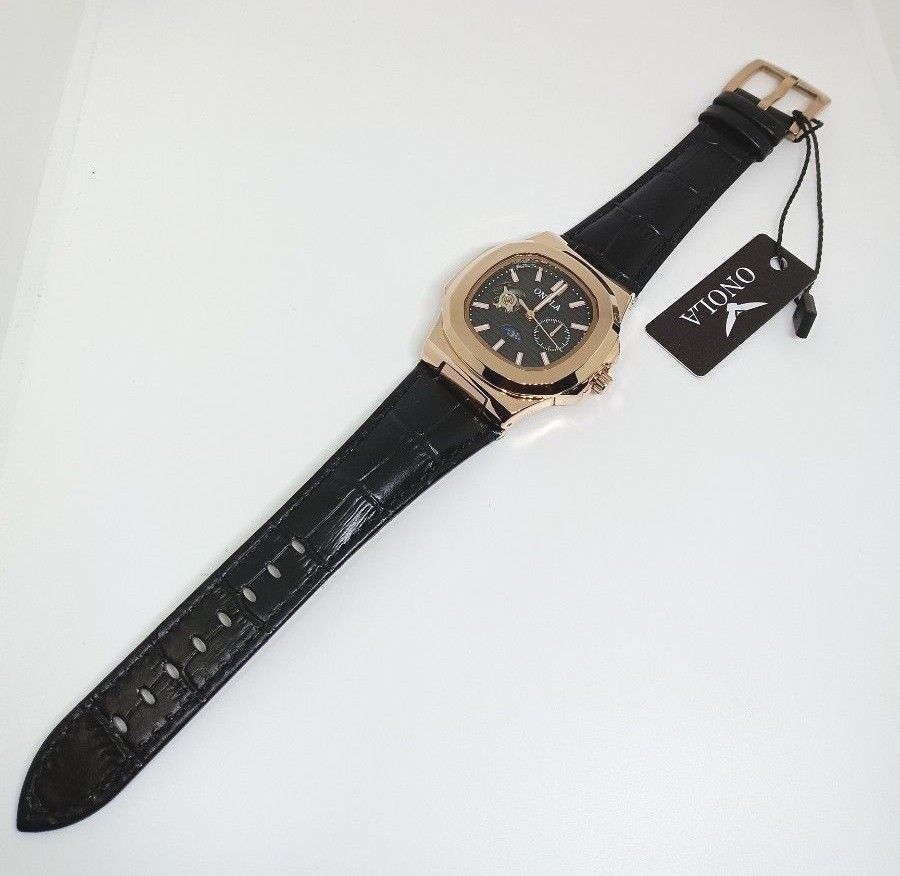 今だけ価格★■ 新品 ONOLA メンズ 腕時計 自動巻き トゥールビヨン サン＆ムーン