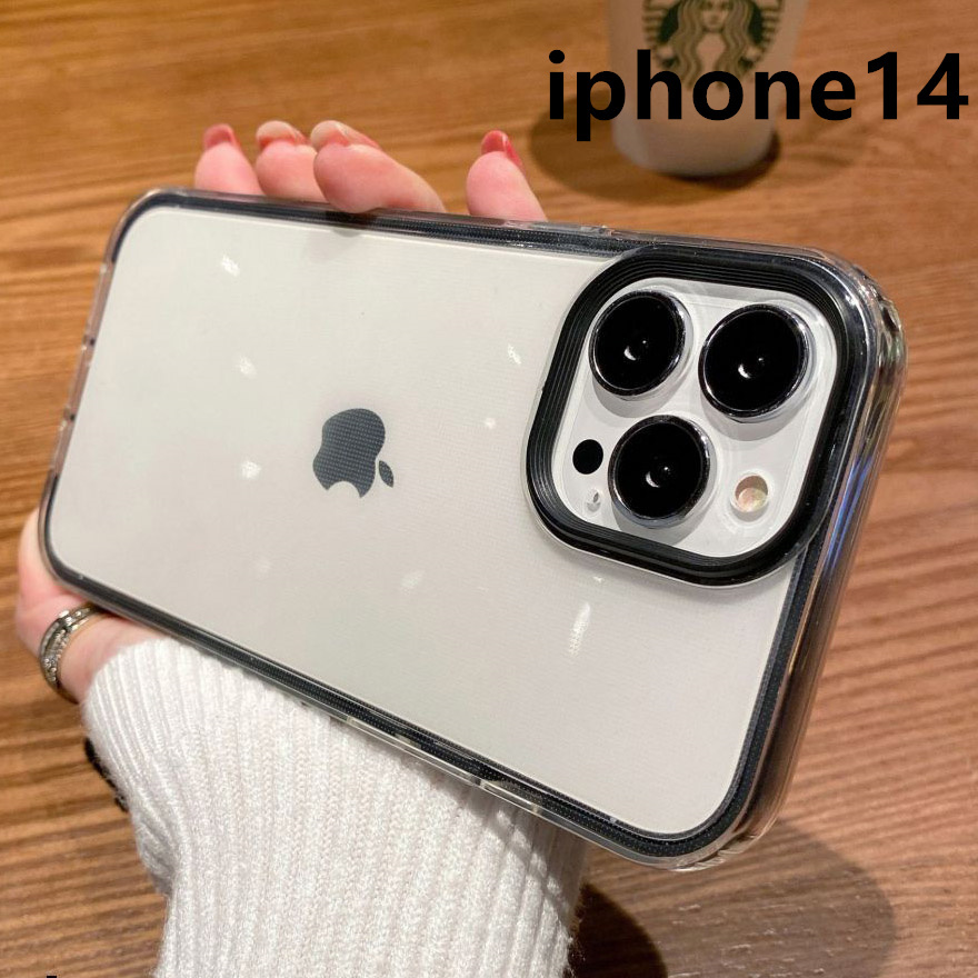 iphone14ケース カーバー TPU 耐衝撃 お洒落 シンプル ブラック1_画像1