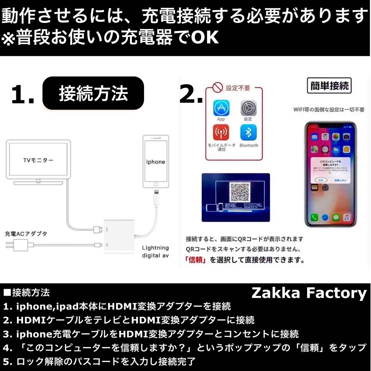 2点 3m iPhone iPad HDMI 変換アダプタ ケーブル テレビ スマホ  iPhone14 13 モニター 