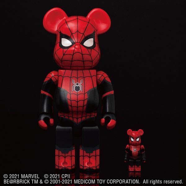 【新品未使用/送料無料】BE@RBRICK SPIDER-MAN UPGRADED SUIT 100%&400% ベアブリック スパイダーマン メディコムトイ セブンネットの画像1