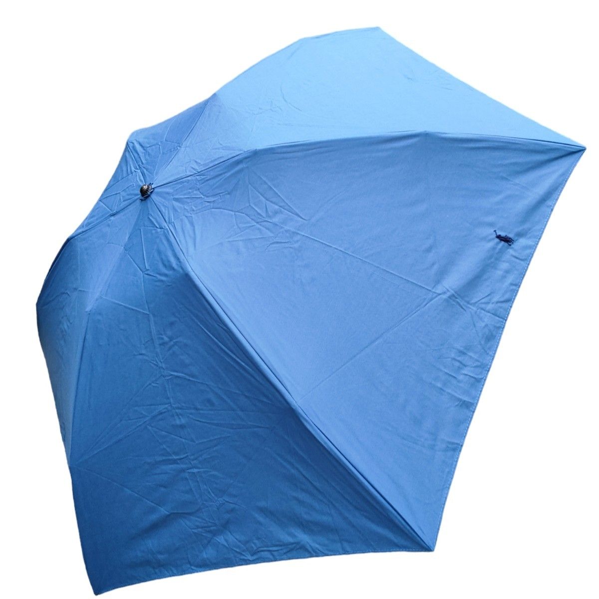 極美品 RALPH LAUREN ポロ ラルフローレン 折りたたみ傘 ロゴ 男女兼用 ユニセックス アッシュブルー 日傘 水色 青