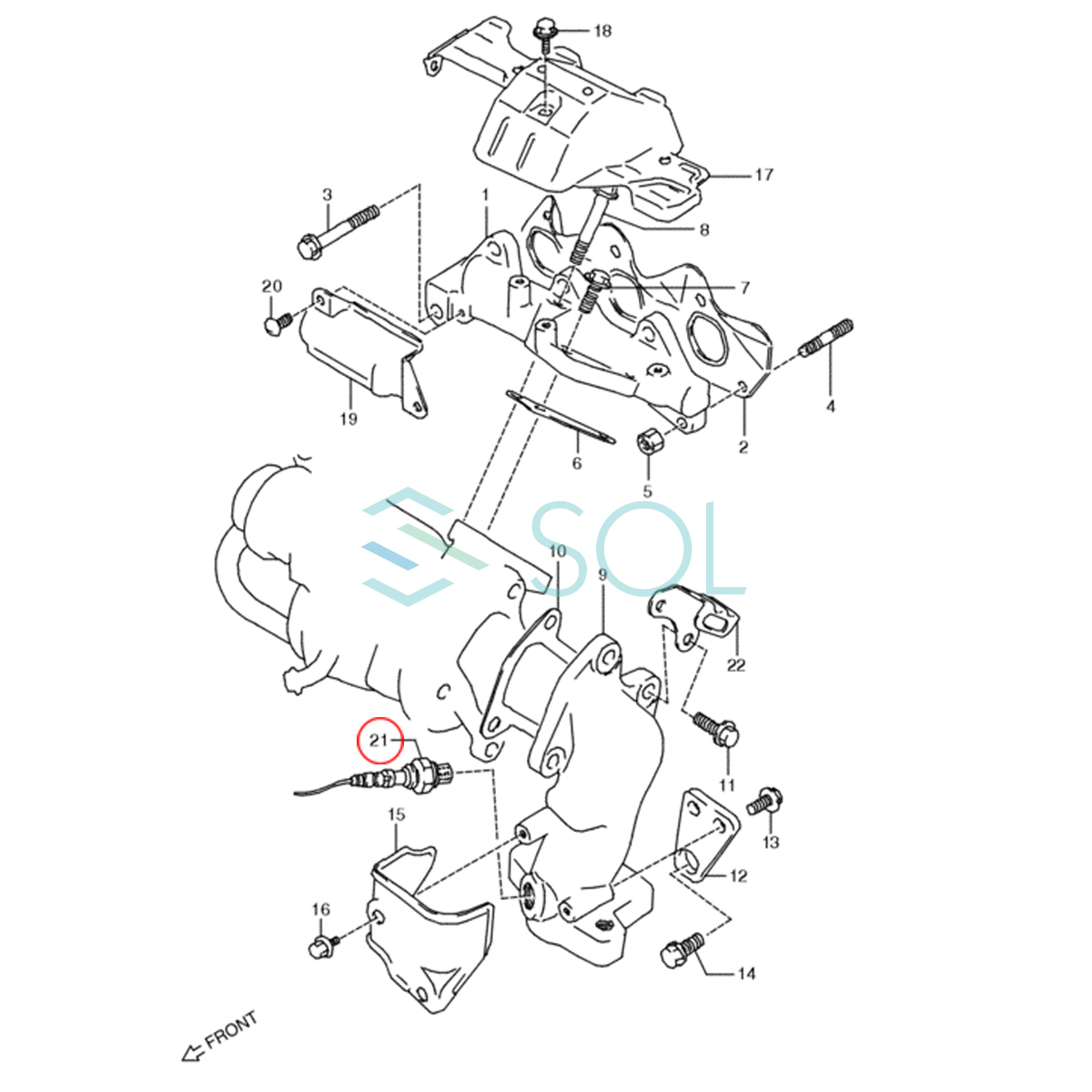 送料185円 スズキ ワゴンR(CT21S CV21S CT51S CV51S) アルトワークス(CP21S CM22V CN21S HA11S CR22S CS22S) O2センサー 18213-64D11_画像3