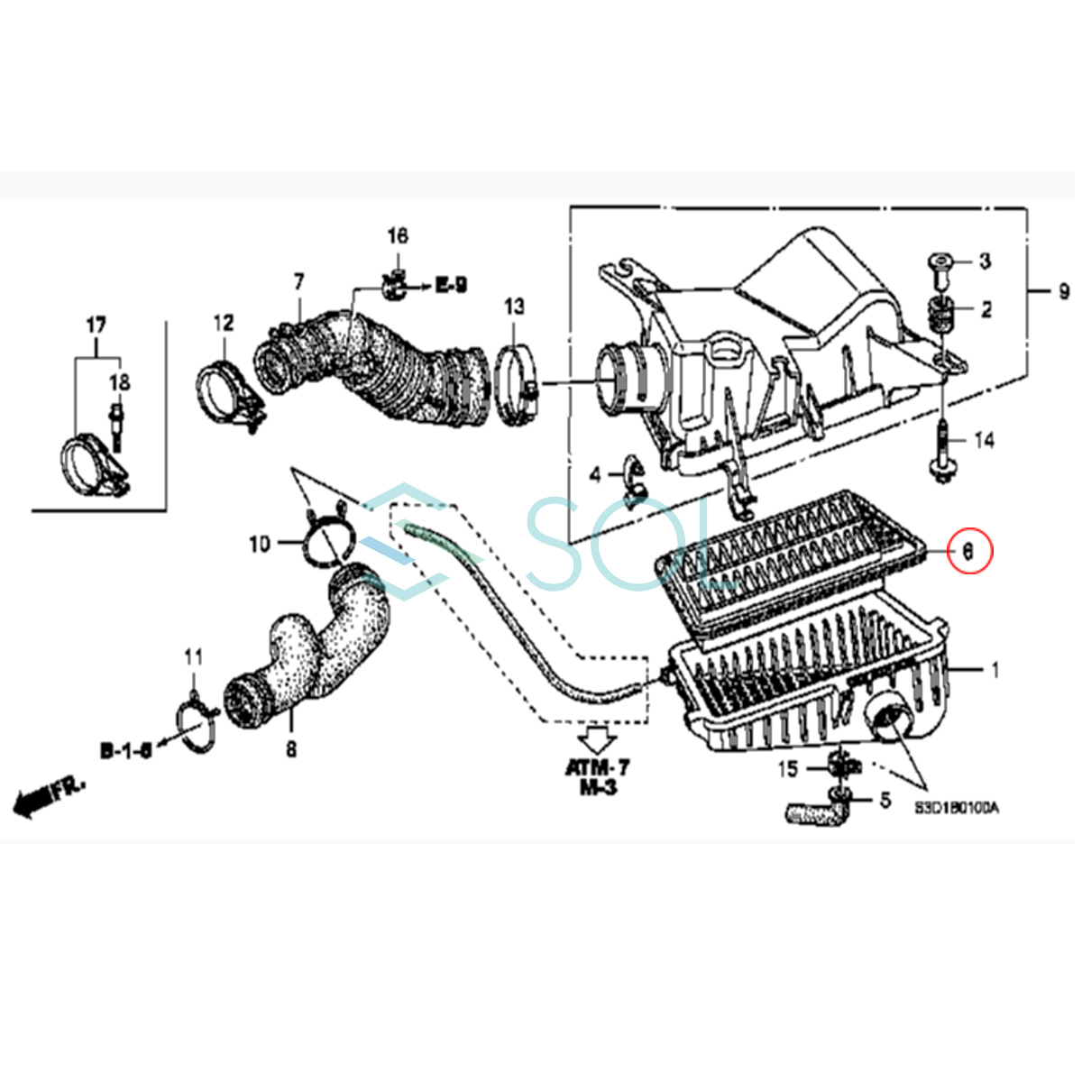 ホンダ アクティ(HH5 HH6 HA6 HA7) バモス(HM1 HM2) バモス ホビオ(HJ1 HJ2 HM3 HM4) エアフィルター 10枚セット 17220-PFE-010_画像2