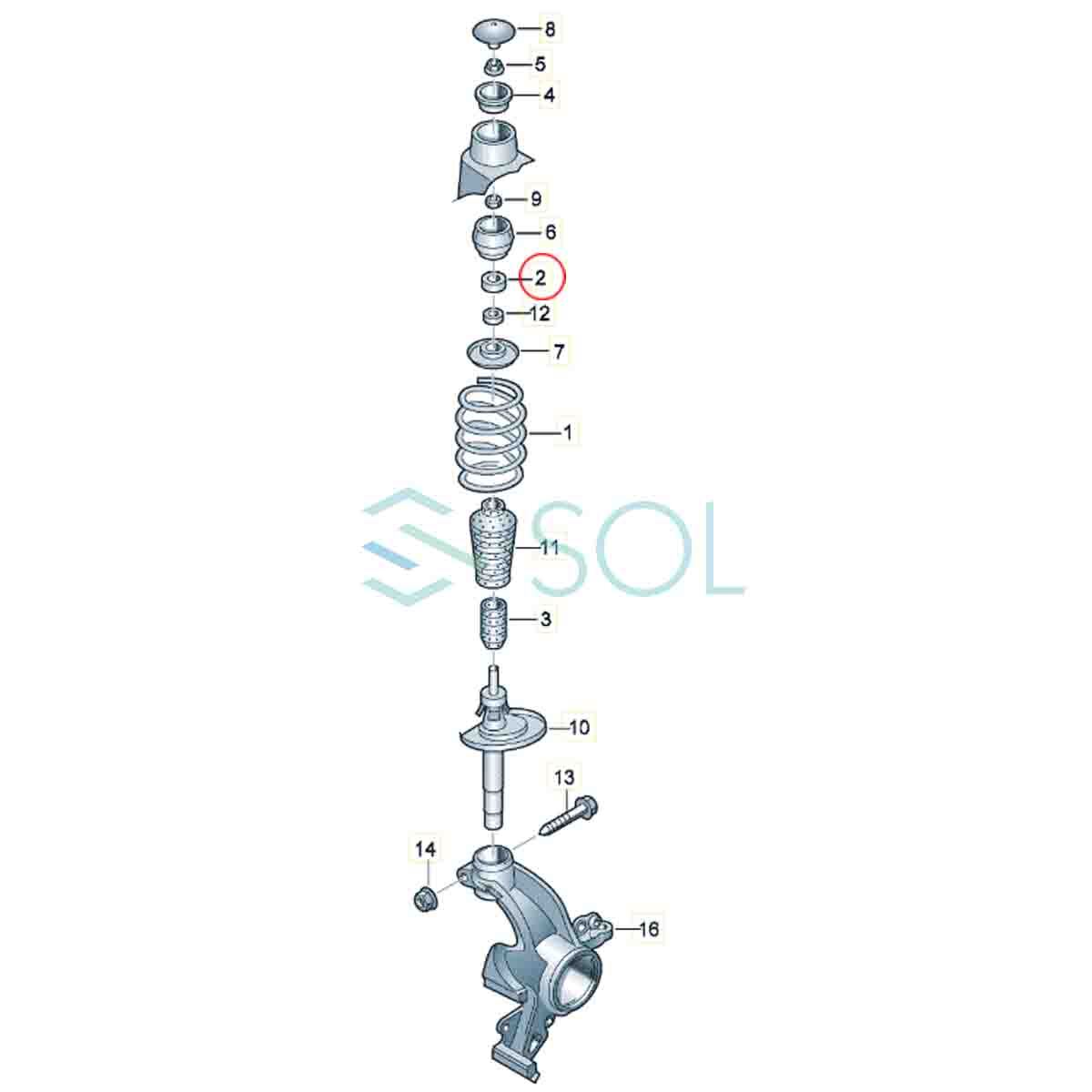 VW ニュービートル(9C1 1C1 1Y7) パサートB3 B4(3A2 3A5 35l) フロント ショック アッパーマウント ベアリング 左右共通 6R0412249_画像4