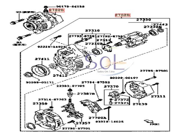 ダイハツ ハイゼットトラック S210C S210P オルタネーター 27060-97211 27060-B2280 コア返却不要 出荷締切18時の画像2