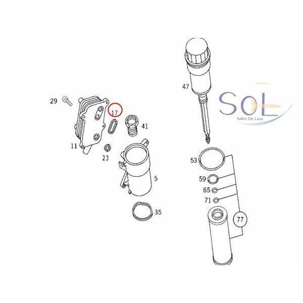 送料185円 ベンツ W211 W215 W219 オイルクーラー シールリング E240 E320 E500 E55 CL55 CLS500 CLS55 1121840261 出荷締切18時_画像2