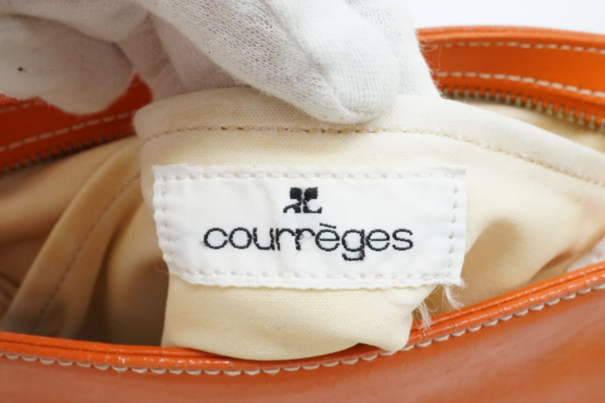 クレージュ ショルダーバッグ ロゴ シルバー金具 レザー オレンジ Courreges 8113h_画像10