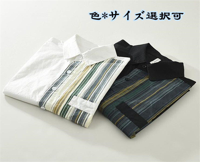 半袖シャツ　夏服　サマーシャツ　メンズ*新品　トップス　カジュアルシャツ　切替【M8059】白　XL_画像7