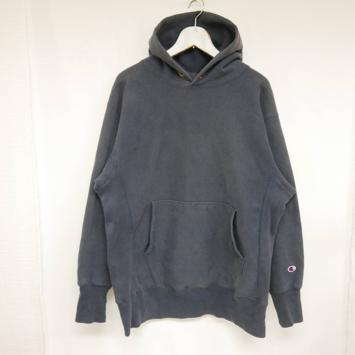 【1円】グッドフェード Champion チャンピオン USA製 復刻 単色タグ 黄タグ 黄単 REVERSE WEAVE リバースウィーブ パーカー ネイビー 紺 Lの画像1