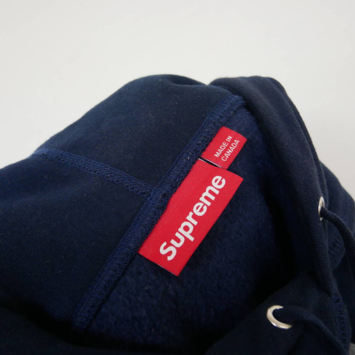 【1円】良好 国内正規 Supreme 24SS Collegiate Hooded Sweatshirt カレッジロゴ パーカー フーディー カナダ製 Navy ネイビー 紺 Mの画像4