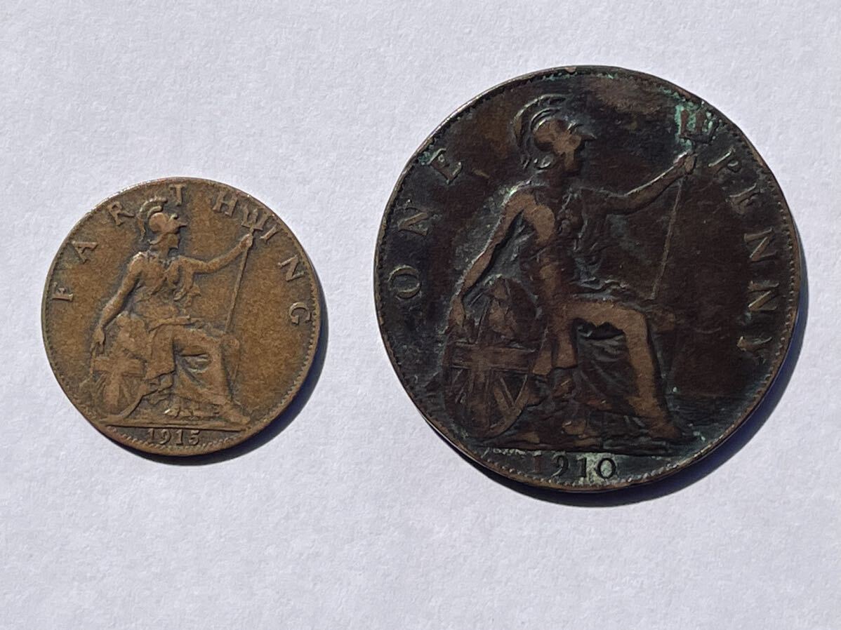 3、フランス　1853年×1枚　イギリス　1910〜1928年×4枚　合計5枚　外国コイン　外国銅貨　古銭　貨幣_画像6