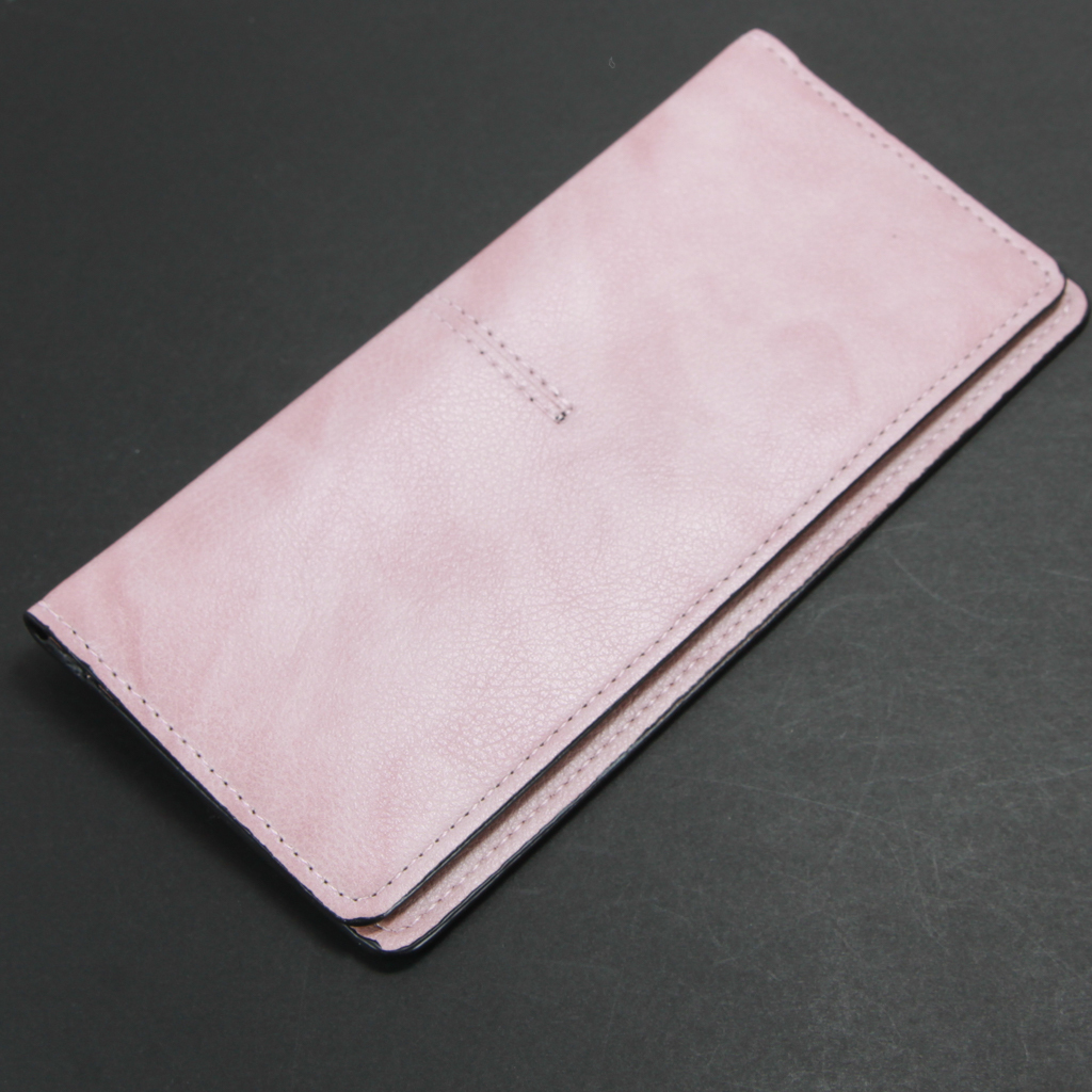 【訳あり品】レディース長財布 ピンク 二つ折り 薄型 シンプル 財布 札入れ カード 縫い目部分難有リ 新品の画像1