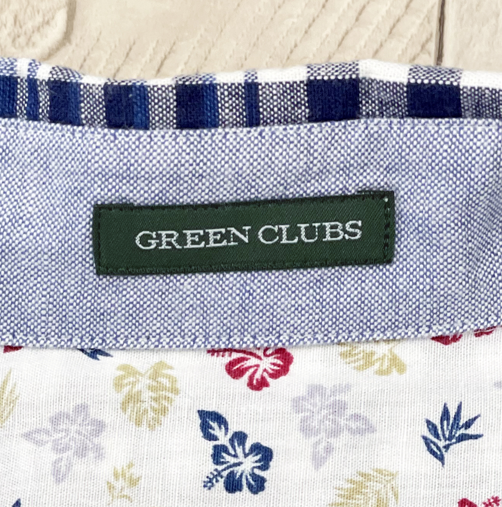 新品同様 グリーンクラブ 日本製【GREENCLUBS】清涼感抜群！チェック柄 コットンリネン 半袖ボタンダウンシャツ XLサイズ相当