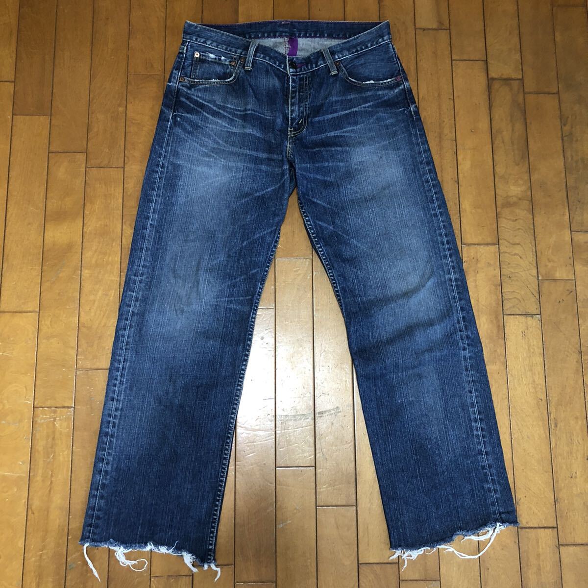 ☆ 【 Levi's 】★503 パープルレーベル カットオフ ルーズストレートジーンズ★W33の画像1