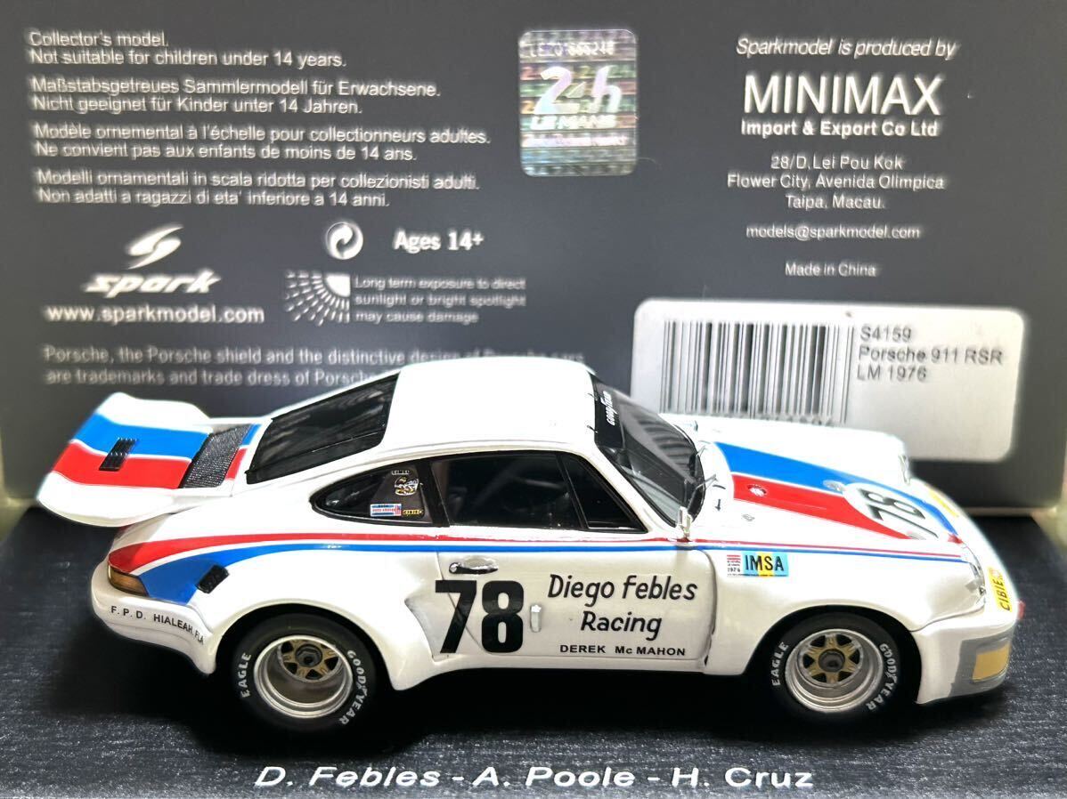 スパーク spark 1/43 Porsche 911 RSR #78 Le Mans 1976 [S4159]_画像4