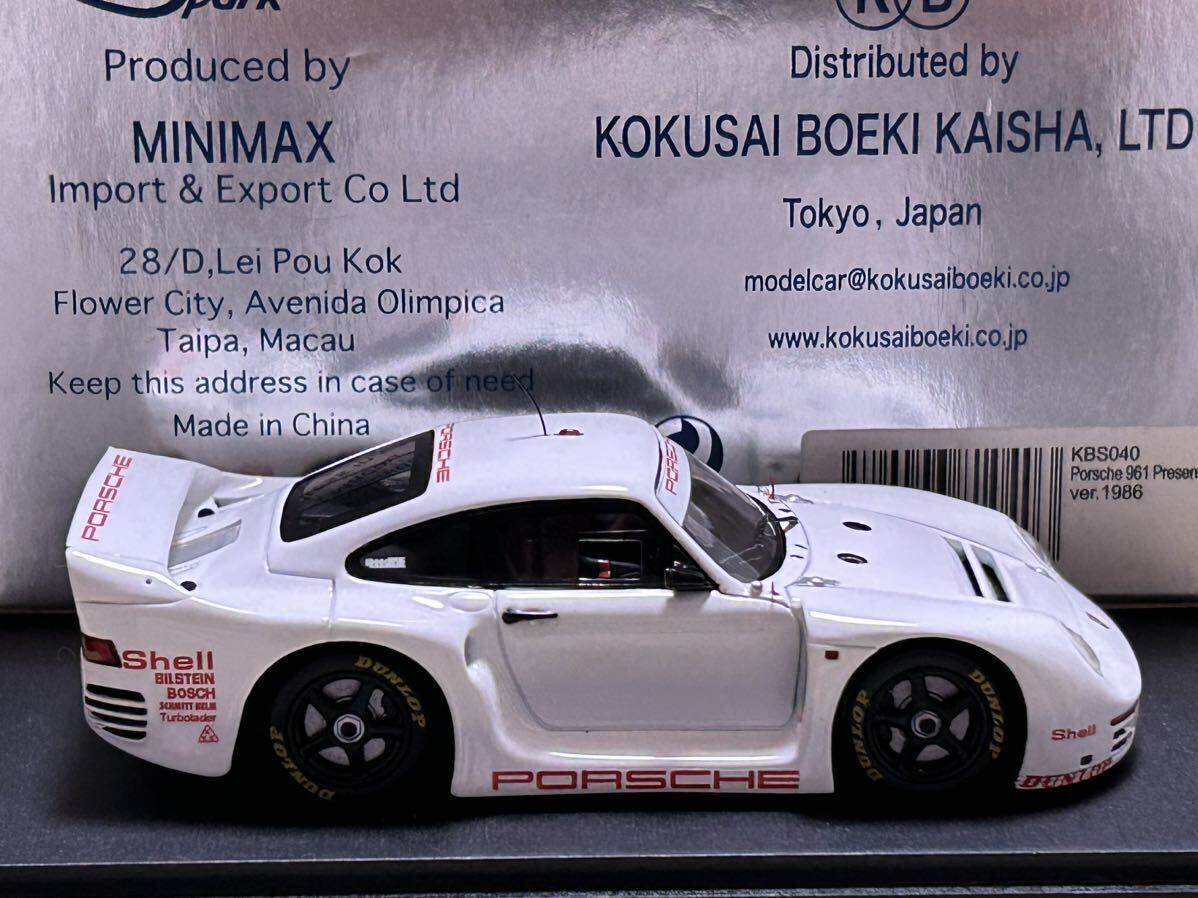 スパーク spark 1/43 Porsche 961 Presentation ver. 1986 [KBS040]の画像4