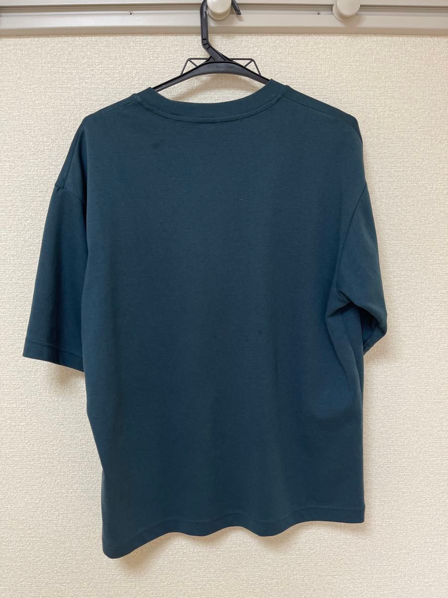 【廃版色】エアリズムコットンオーバーサイズTシャツ（5分袖）ブルー Mサイズ