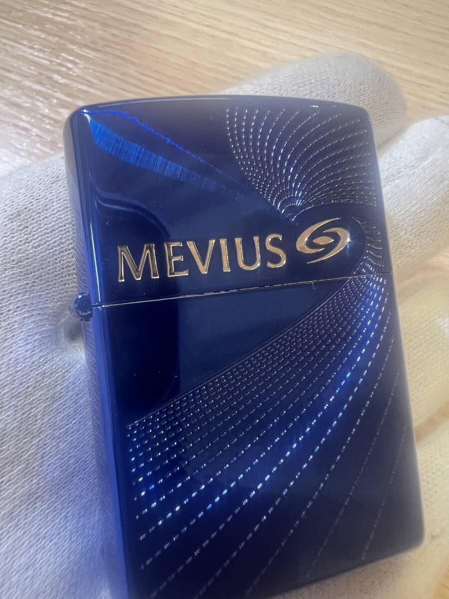 【4509】極美品 新品未使用 zippo ジッポー MEVIUS BLUE メビウス ブルー 当選品 2021年製 ケース 保証書 レアの画像4