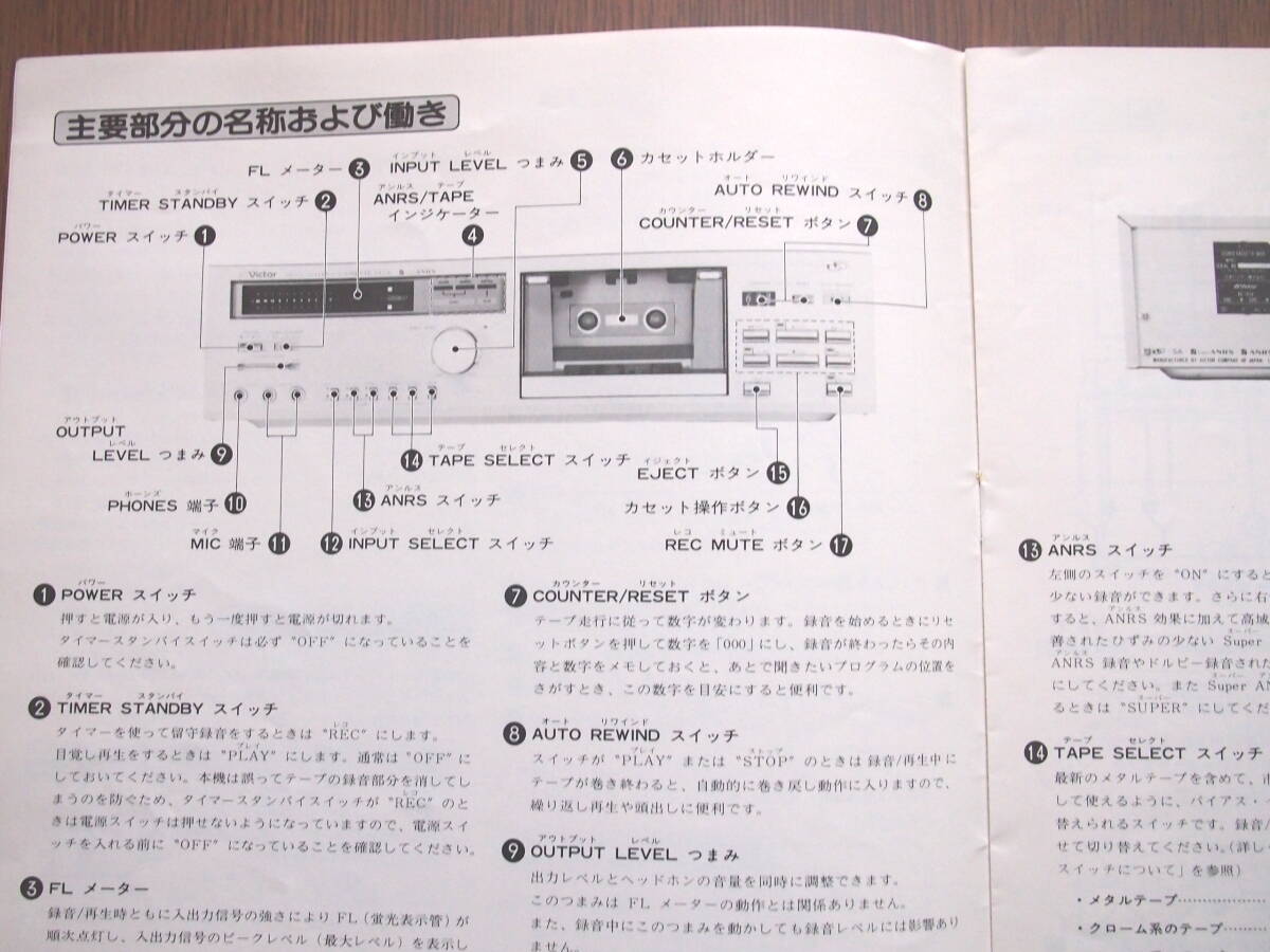 オーディオ・説明書　「ビクター・ステレオカセットデッキ　DD-5」1980年_画像2