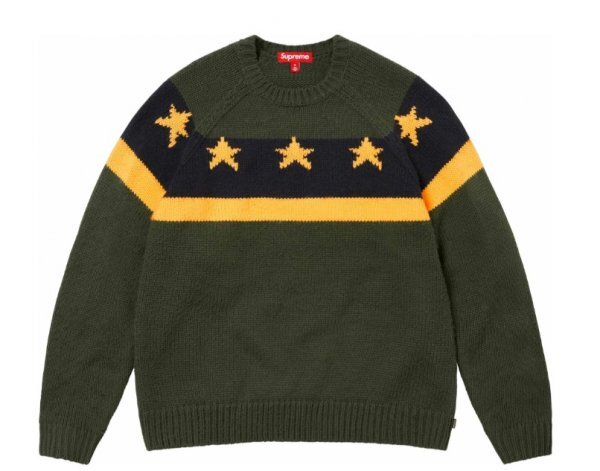 【新品未使用】Supreme Stars Sweater Green L 24SSの画像1