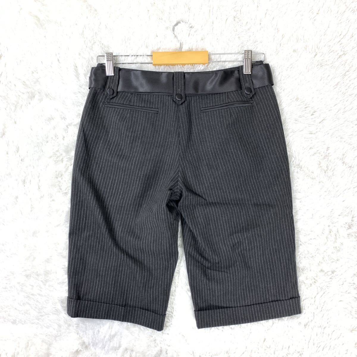  Kumikyoku shorts short pants dark gray stripe ribbon belt attaching 3 YA6646