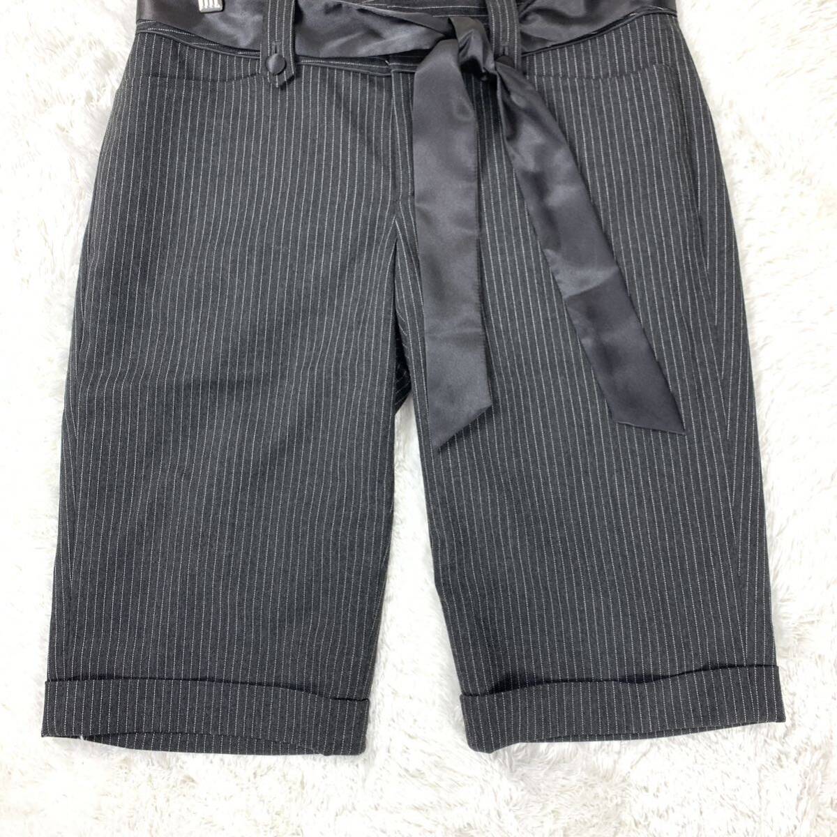  Kumikyoku shorts short pants dark gray stripe ribbon belt attaching 3 YA6646