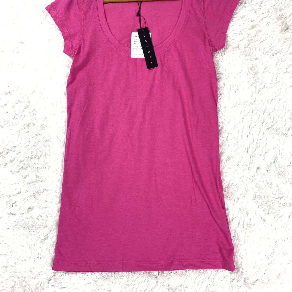  tag attaching theory theory short sleeves T-shirt pink cotton cotton long height 2 YA6654