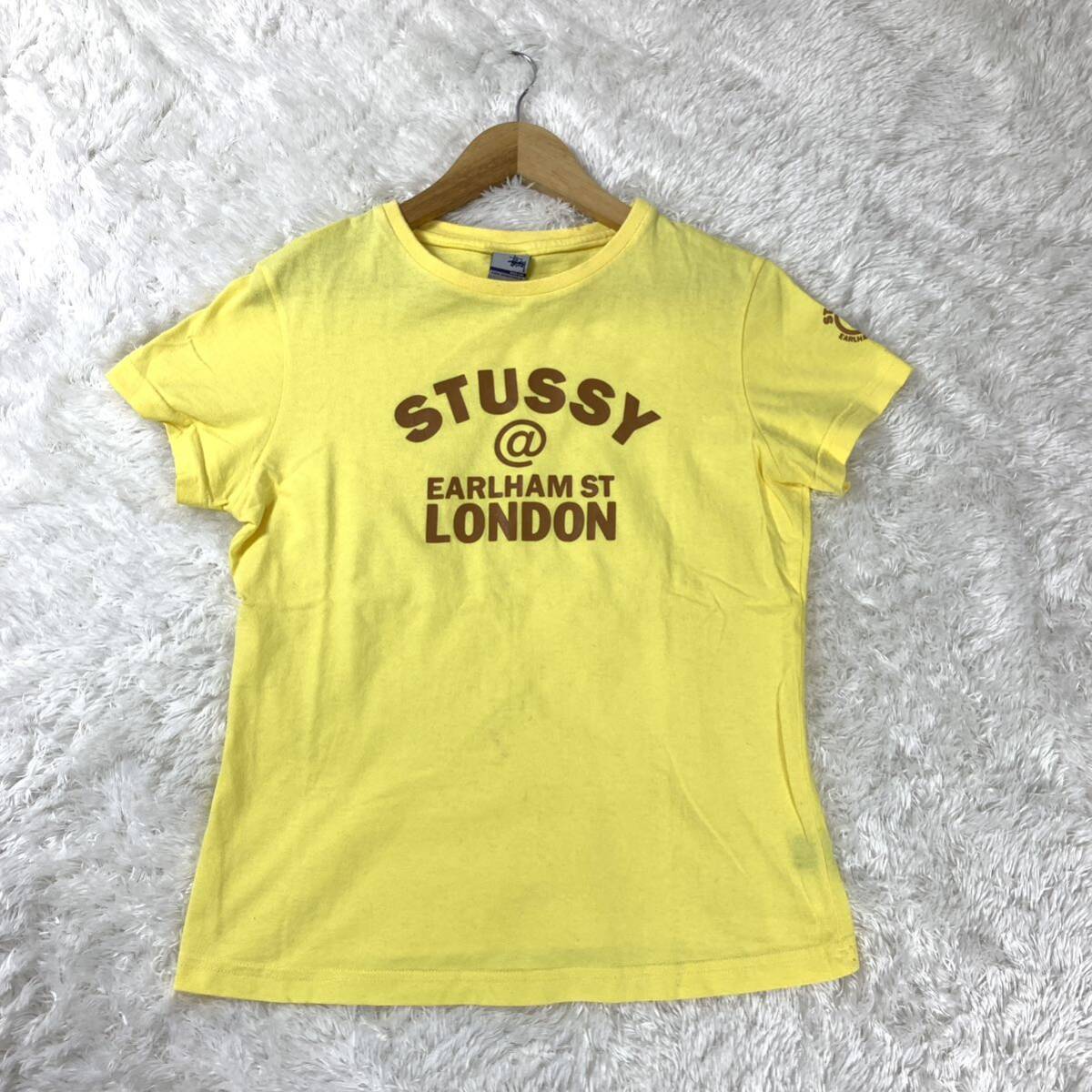 stussy Stussy short sleeves T-shirt Logo print yellow lady's M YA6665