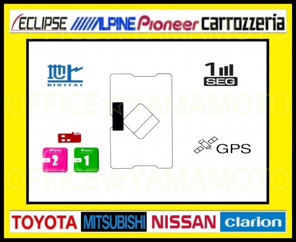 GPS&地デジ 汎用 フィルムアンテナ トヨタ イクリプス カロッツェリア パイオニア 楽ナビ等 3M超強力両面テープ付き ガラスクリーナー付 mの画像2