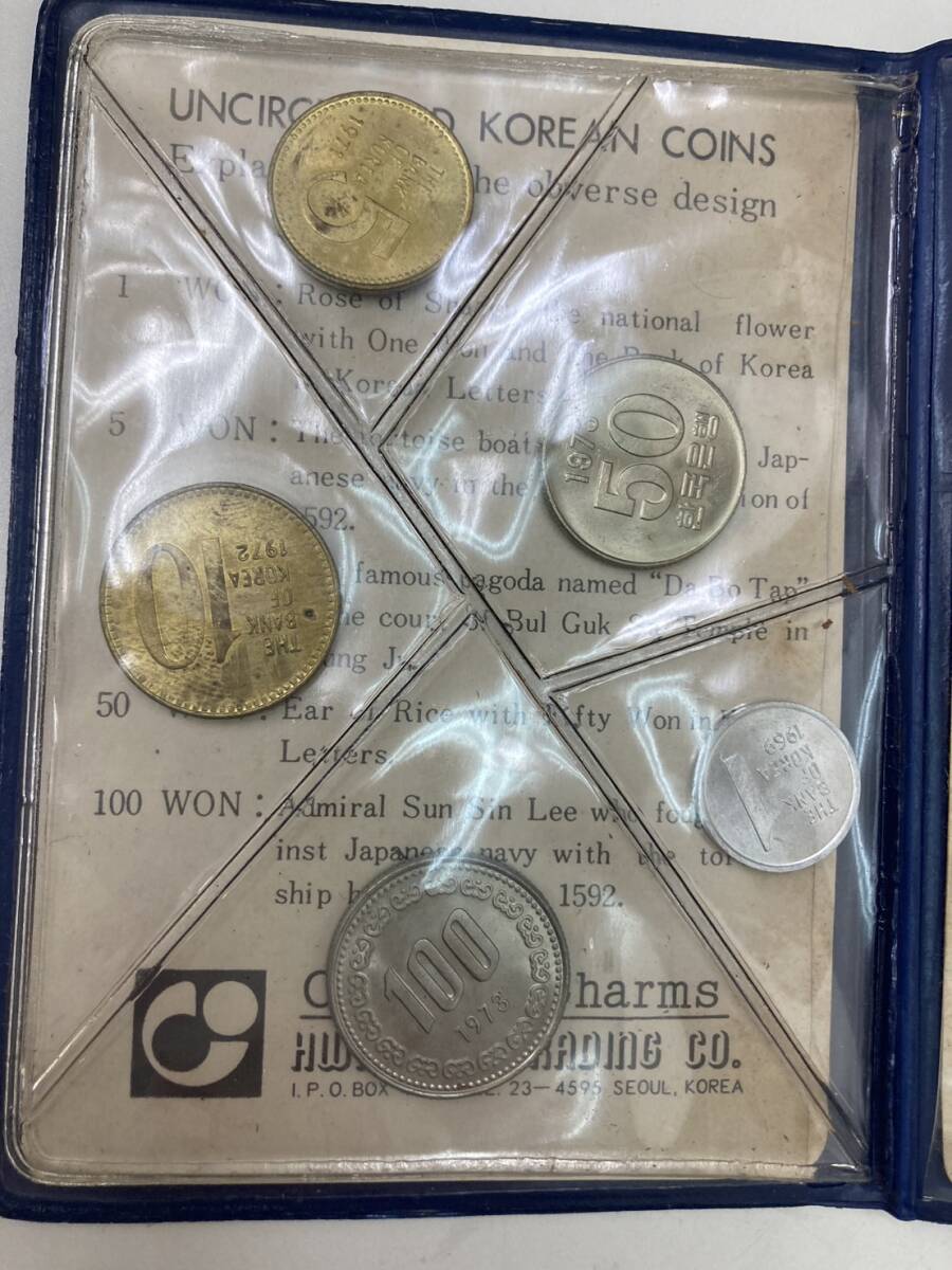 S【4D154】韓国硬貨 韓国 KOREAN COINS コイン 海外銭 手帳型 コインケース ウォン 166ウォン 旅行 WON ５枚入り コレクション マニア の画像2