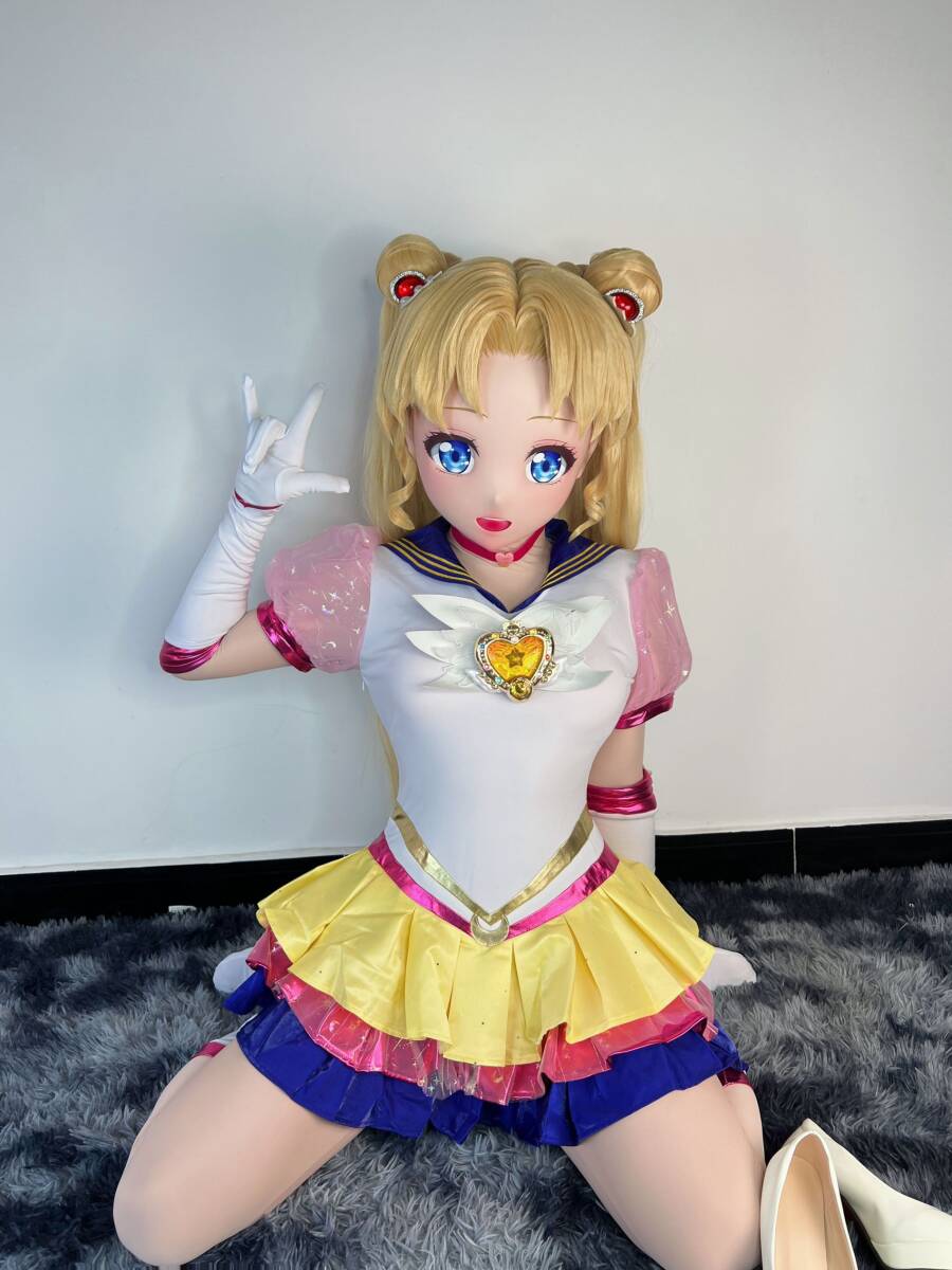 美少衣装つき 全頭面 女戦士セーラームーン 着ぐるみ マスク コスプレ 着ぐるみ マスク kigurumi  コスチューム キグルミの画像1