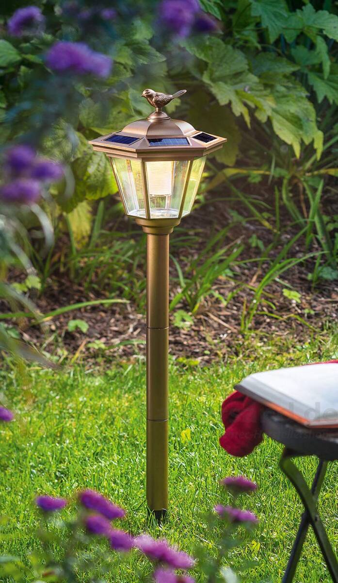 ★小鳥模様 ランタン型 ガーデンライト２個　 屋外 防水 電球色 