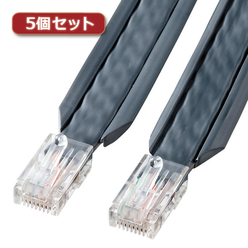 5個セット サンワサプライ アンダーカーペットLANケーブル(グレー・10m) KB-CP5-10X5