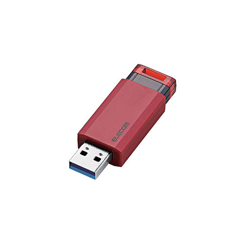 エレコム USBメモリー/USB3.1(Gen1)対応/ノック式/オートリターン機能付/64GB/レッド MF-PKU3064GRD_画像1