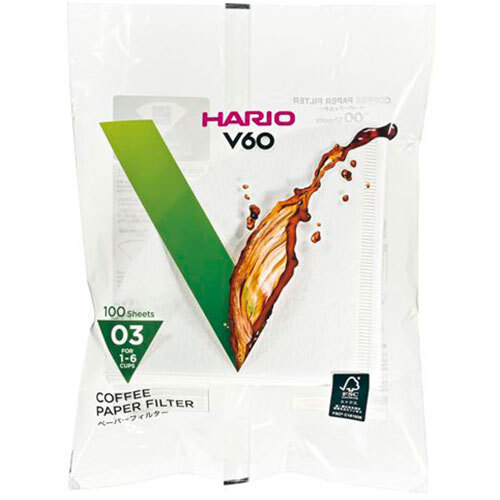 HARIO V60用ペーパーフィルター03W 1～6杯用 100枚入 VCF-03-100W_画像1