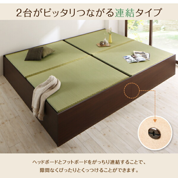 お客様組立 日本製・布団が収納できる大容量収納畳連結ベッド ベッドフレームのみ 美草畳 セミダブル 42cm_画像7