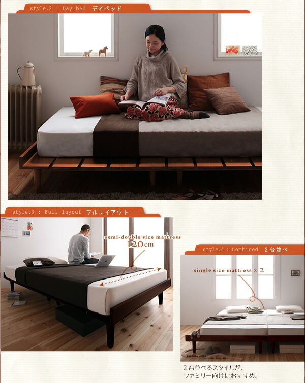 北欧デザインベッド プレミアムポケットコイルマットレス付き フルレイアウト シングル フレーム幅100 組立設置付_画像6