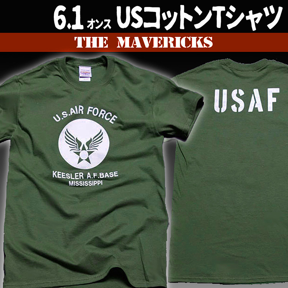 Tシャツ メンズ 半袖 L ミリタリー アメカジ USAF エアフォース MAVERICKS ブランド ダークグリーン 緑_画像4