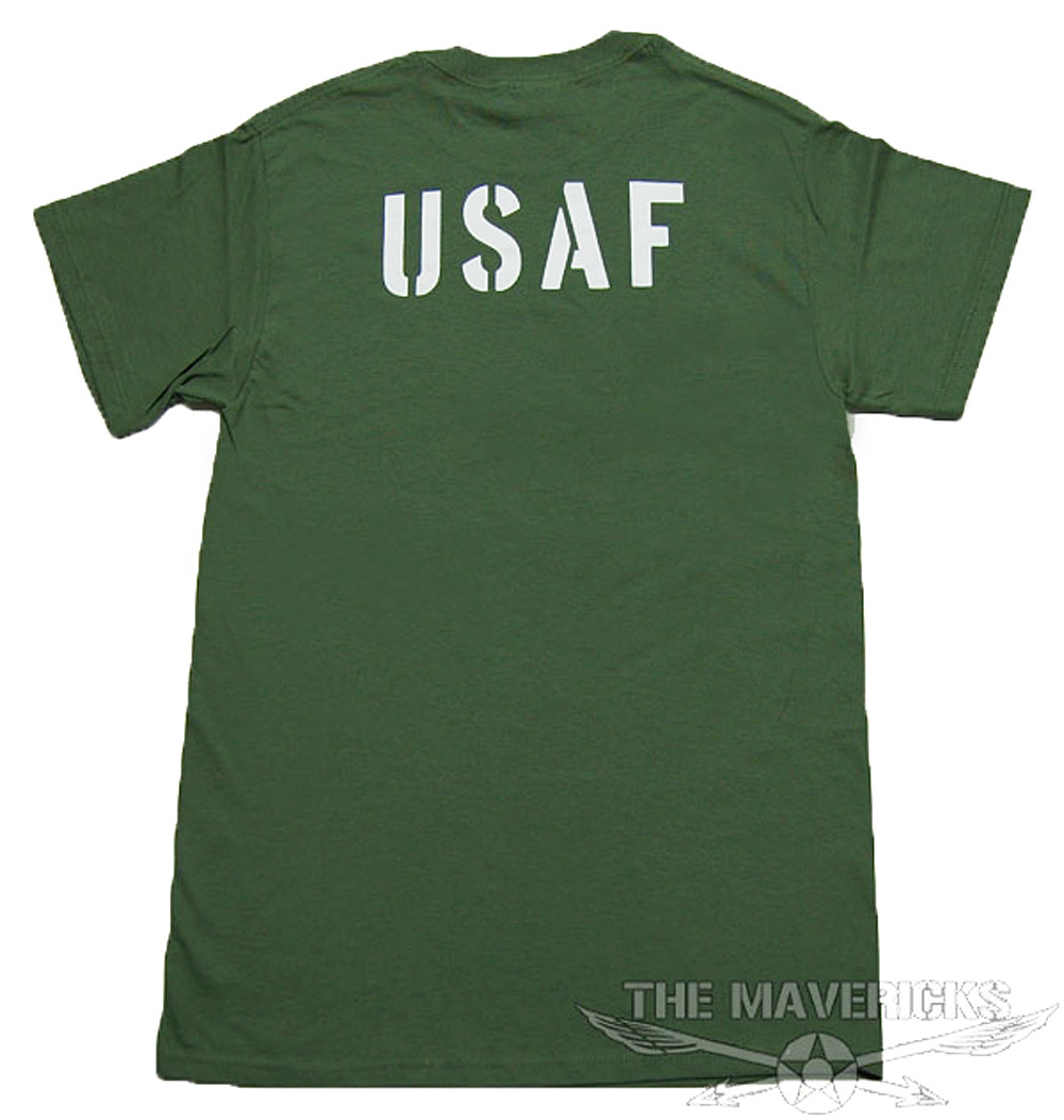 Tシャツ メンズ 半袖 L ミリタリー アメカジ USAF エアフォース MAVERICKS ブランド ダークグリーン 緑_画像2