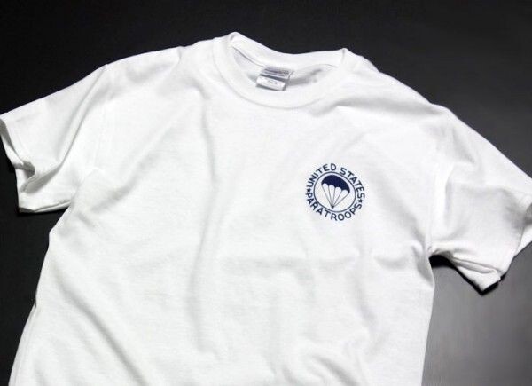 Tシャツ XL ミリタリー 半袖 メンズ エアボーン パラシュート部隊 ホワイト THE MAVEVICKS ブランド 白_画像3