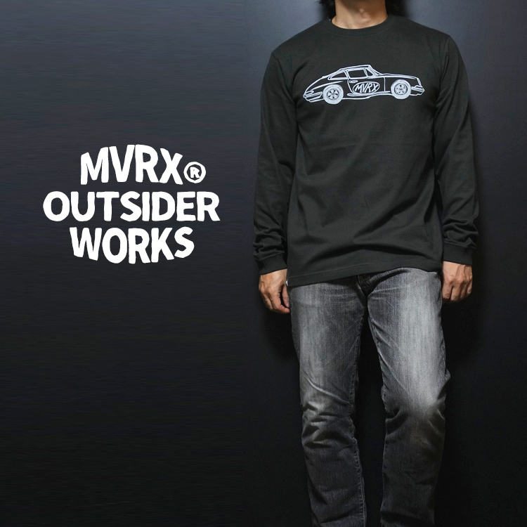 MVRX 長袖 XXL ロング Tシャツ メンズ 綿 MVRX ブランド FLAT6 ブラック スミ黒_画像3