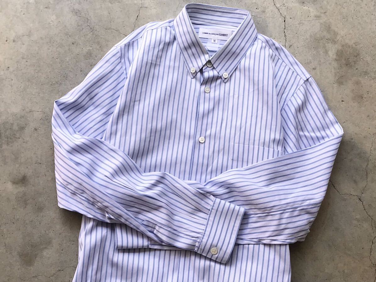 フランス製 COMME des GARCONS SHIRT ボタンダウン仕様 長袖シャツ M コムデギャルソン メンズ ストライプ_画像5