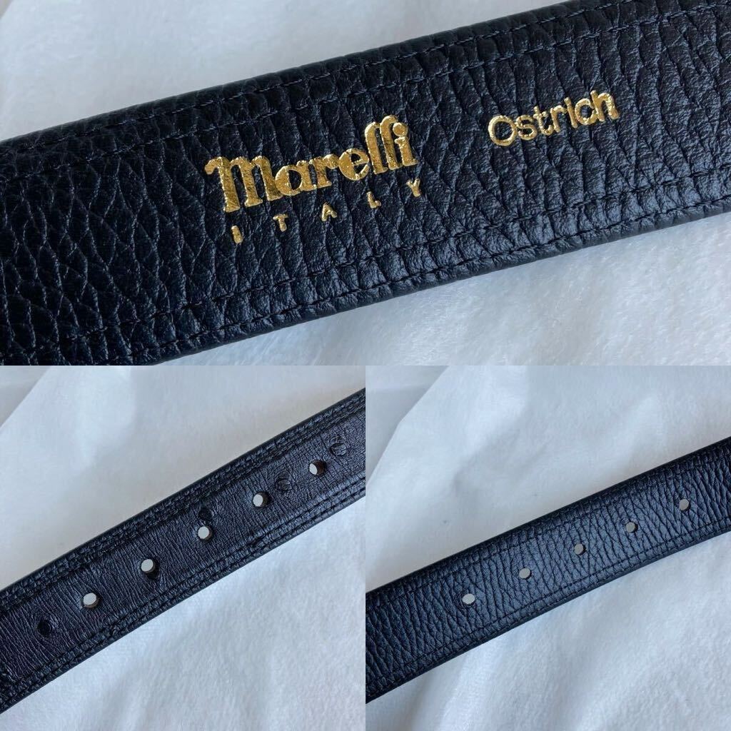 未使用 marelli オーストリッチ ベルト マレリー 高級 エキゾチックレザー 日本製 フリーサイズ カット可能 ダチョウ革の画像8