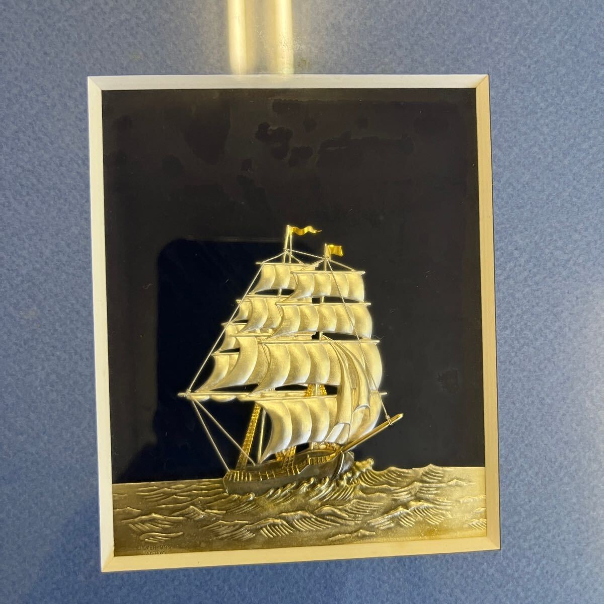 TAKEHIKO 帆船 SILVER Clipper Ship 額装 インテリア ヨット 純銀レリーフ の画像2